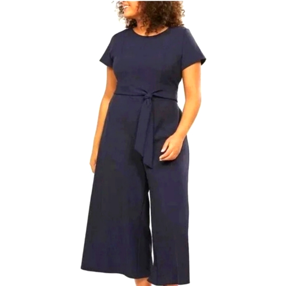 LANE BRYANT Lena Wide Leg Jumpsuit - Black Plus-Size 24 - Picture 1 of 1